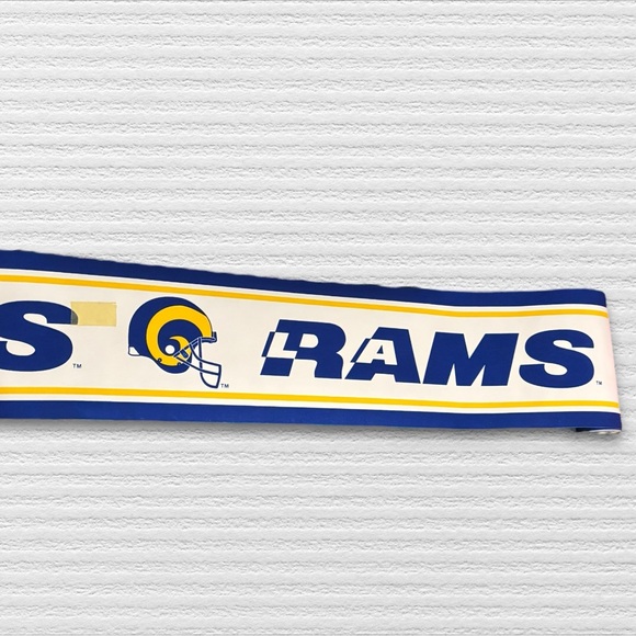 3x NEW VINTAGE TEAMWORKS LA RAMS WALLPAPER BORDER: 15ft x 5.25" - Picture 3 of 5